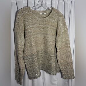 SPLENDID Elsa Sequin Sweater in Beige & Grey size Large